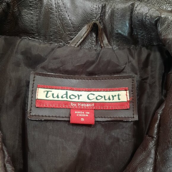 Vtg 90s structured brown leather jacket - Tudor Court brand - Picture 7 of 15